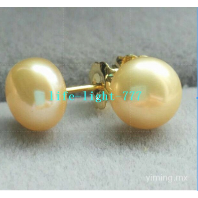 Aaa Natural South Sea 9-10 มม. Pearl 18K Gold ต่างหูไข่มุกแท้