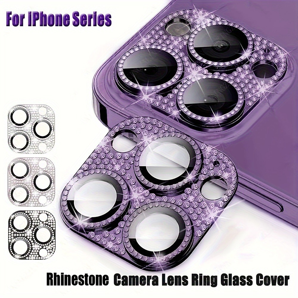 Diamonds เลนส์หรูหราสําหรับ iPhone16ProMax 15Pro 16Pro 15Pro 12 15 16 11Pro Max Plus 12 13 Mini กล้องแหวนแก้วเลนส์โทรศัพท์ป้องกันฟิล์ม
