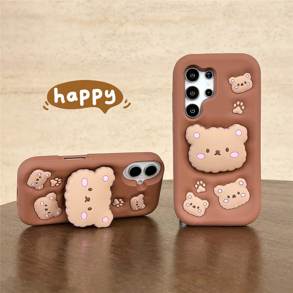 การ์ตูนน่ารัก Happy Brown Bear เคส Samsung Galaxy S25 Ultra S24 Ultra S23 FE S23 Ultra S21FE A13 A14 A15 A24 A25 A50 A50S A30S A52 A52S A53 A54 A55 A56 A36 5G Case เคสโทรศัพท์ใหม่ ซิลิโคนอ่อนนุ่มป้องกันการตก เคสมือถือซัมซุง