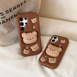 การ์ตูนน่ารัก Happy Brown Bear เคส Samsung Galaxy S25 Ultra S24 Ultra S23 FE S23 Ultra S21FE A13 A14 A15 A24 A25 A50 A50S A30S A52 A52S A53 A54 A55 A56 A36 5G Case เคสโทรศัพท์ใหม่ ซิลิโคนอ่อนนุ่มป้องกันการตก เคสมือถือซัมซุง