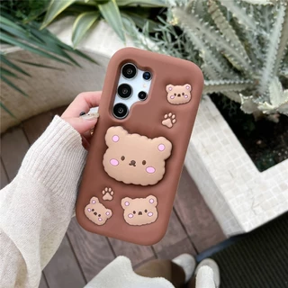 การ์ตูนน่ารัก Happy Brown Bear เคส Samsung Galaxy S25 Ultra S24 Ultra S23 FE S23 Ultra S21FE A13 A14 A15 A24 A25 A50 A50S A30S A52 A52S A53 A54 A55 A56 A36 5G Case เคสโทรศัพท์ใหม่ ซิลิโคนอ่อนนุ่มป้องกันการตก เคสมือถือซัมซุง