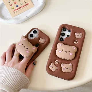 การ์ตูนน่ารัก Happy Brown Bear เคส Samsung Galaxy S25 Ultra S24 Ultra S23 FE S23 Ultra S21FE A13 A14 A15 A24 A25 A50 A50S A30S A52 A52S A53 A54 A55 A56 A36 5G Case เคสโทรศัพท์ใหม่ ซิลิโคนอ่อนนุ่มป้องกันการตก เคสมือถือซัมซุง