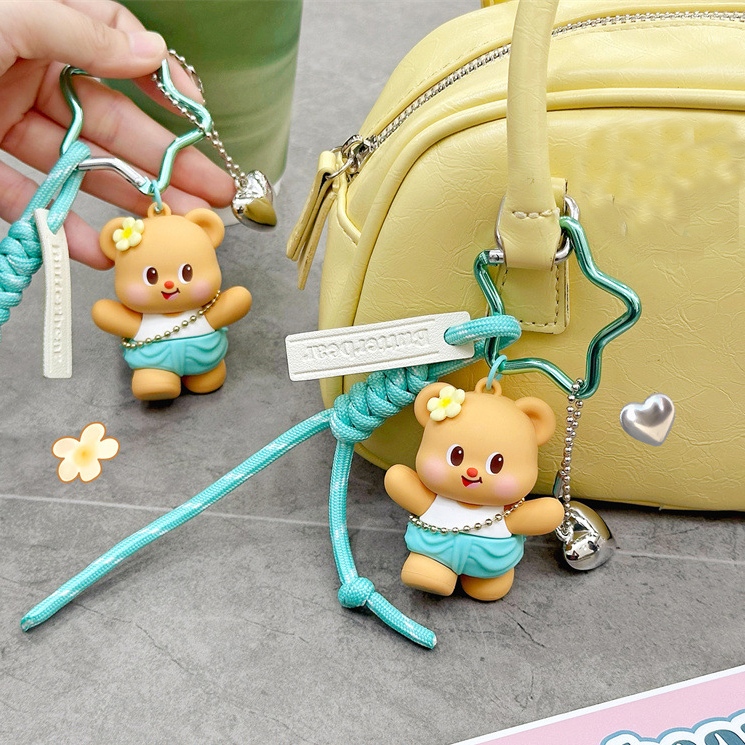 พวงกุญแจหมีเนยแท้ การ์ตูนหมี รัก พวงกุญแจจี้ ของขวัญ พวงกุญแจ พร้อมส่ง
