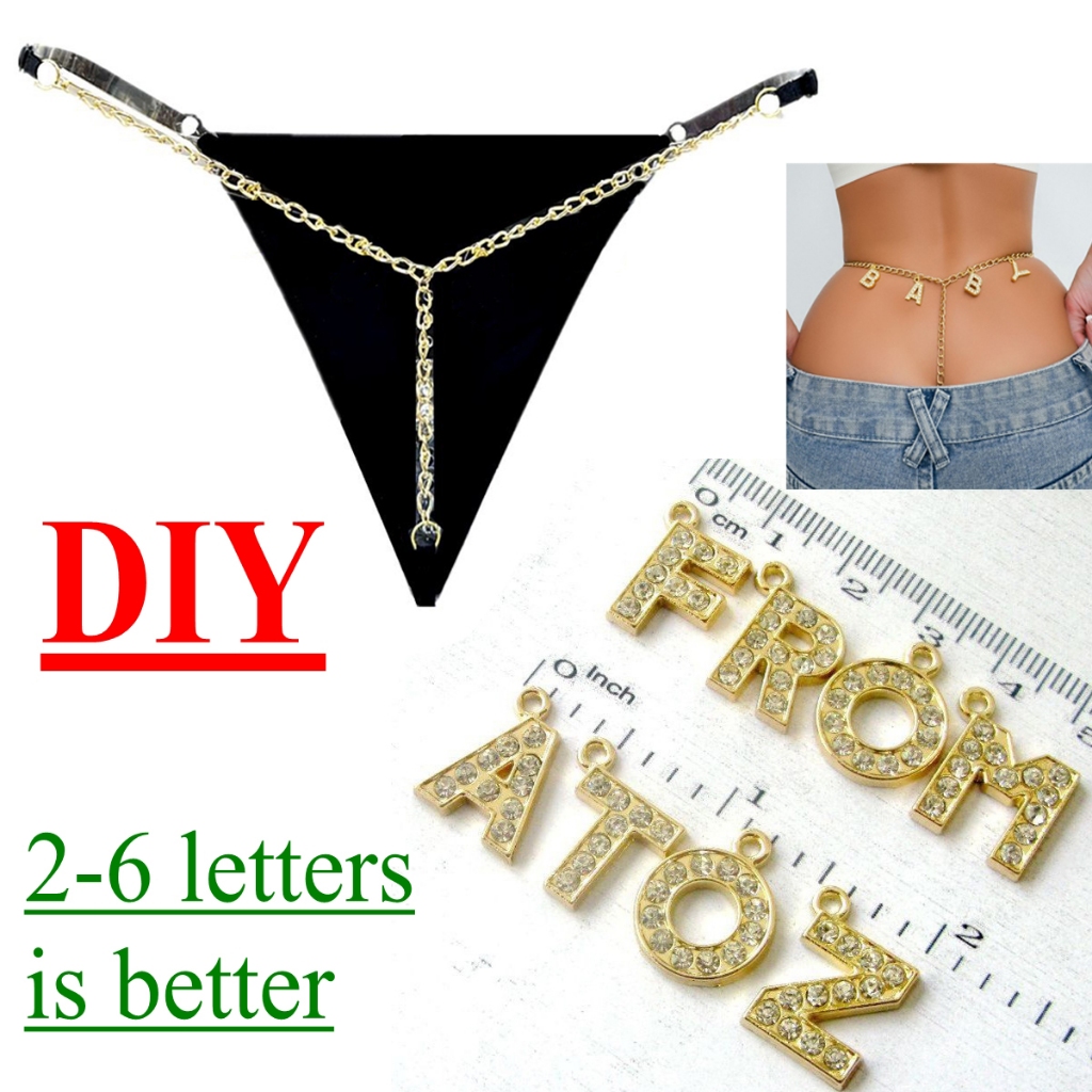 Diy suggest 2-6 ตัวอักษรปรับ 40 กก.-80 กก.ICE ทองกางเกง NY-038 สีทึบโซ่ T-back โลหะ T-รูปหญิง Intimates ชุดชั้นในสตรีชุดชั้นใน
