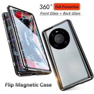 กรณีแม่เหล็กสําหรับ Huawei Mate 30 Pro 40 Pro 50 Pro 60 Pro 70 Pro 80 Pro Nova 12s 12i 12se 13i ด้านหน้า + กระจกด้านหลังฝาครอบ