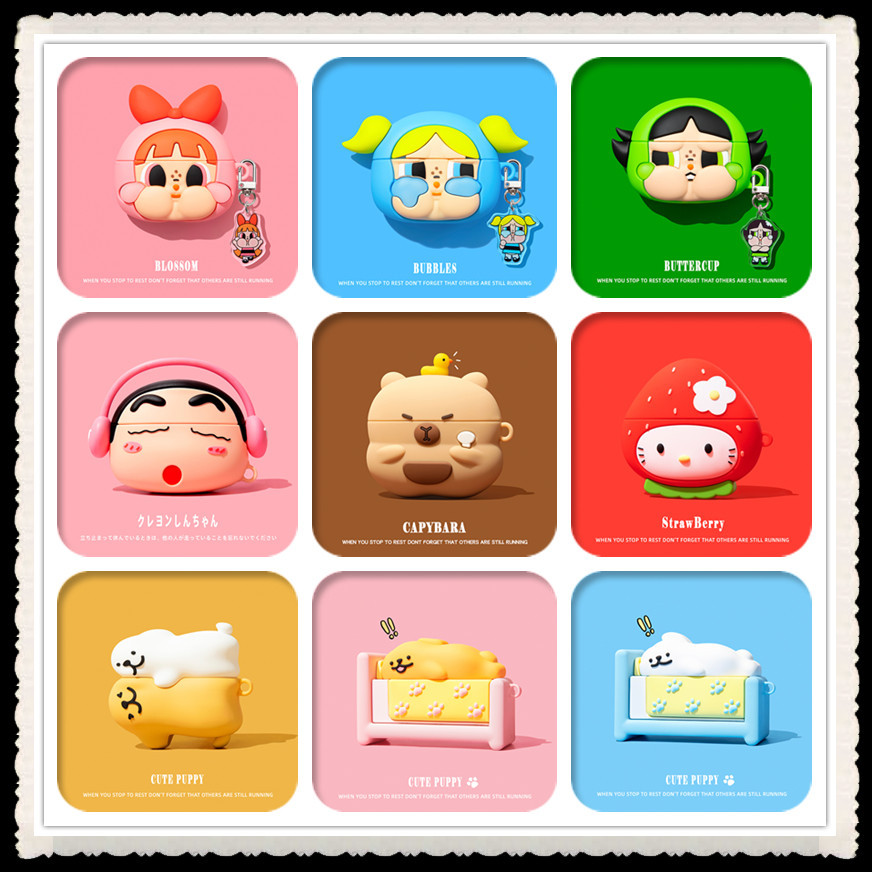 (AIRPODS 4 Case) เคส Puppy & POP MART น่ารักสําหรับ AirPods4(2024)1/2/3/Pro/Pro2 เคสซิลิโคนอ่อนนุ่มพร้อมคาราบิเนอร์