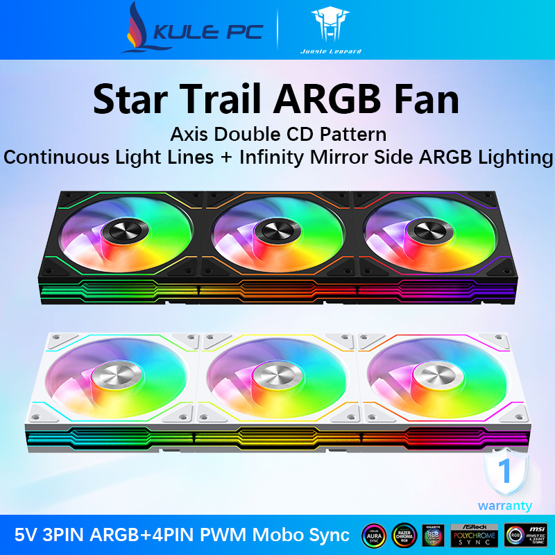 Jungle Leopard Star Trails ARGB CPU พัดลม 120 มม.5V 3PIN ARGB Mobo Sync 4PIN PWM Daisy Chain Infinity กระจกแกนด้านข้างรูปแบบ CD