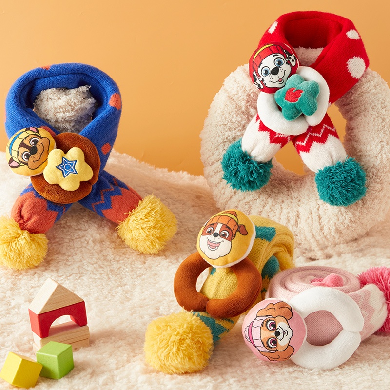 paw patrol ผ้าพันคอ ผ้าวูลถัก กันลม ให้ความอบอุ่น แฟชั่นฤดูหนาว สไตล์เกาหลี สําหรับเด็กผู้ชาย และเด็กผู้หญิง