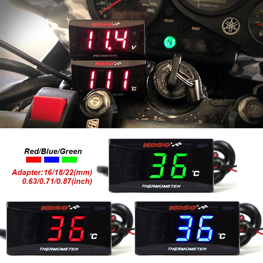 รถจักรยานยนต์ KOSO อุณหภูมิน้ํา Mini เมตรเครื่องวัดอุณหภูมิ Moto Universal สําหรับ XMAX300 CB400 MT 07 09 เซ็นเซอร์สกู๊ตเตอร์ Racing