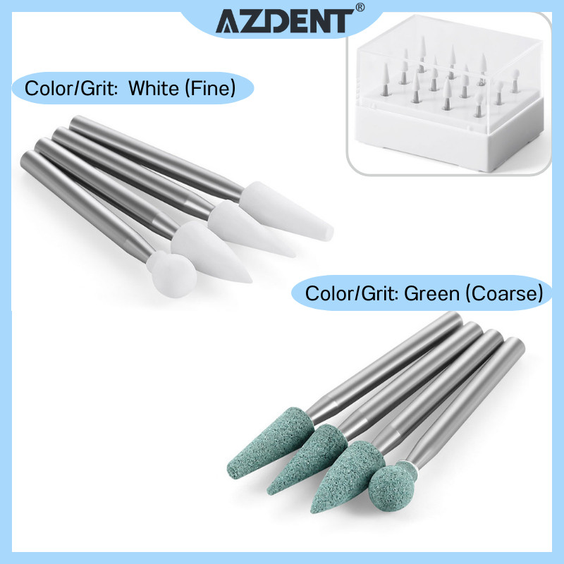 12 ชิ้นทันตกรรมขัดสีขาว/หินสีเขียว FG White Sole Autoclavable AZDENT