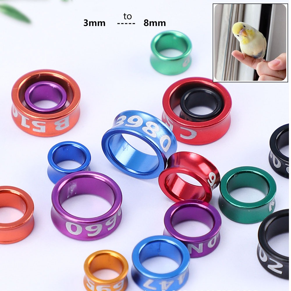 20 ชิ้น/5 PCS นกแหวนเท้า 3 มม./4 มม./5 มม./6 มม./7/8 มม.สําหรับนกแอฟริกัน Love Birds & Cockatails Budgerigar เท้าแหวนขา – โปรปัง
