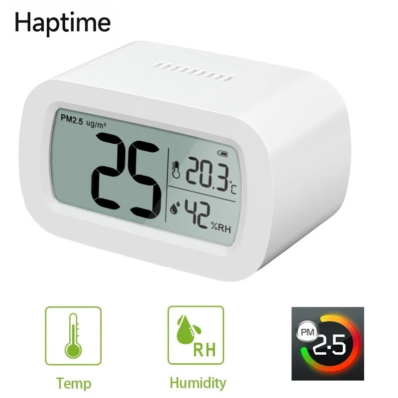 Haptime วัด PM2.5 Detector ในร่ม เครื่องตรวจจับคาร์บอนไดออกไซด์ จอภาพคุณภาพอากาศ แบบ สําหรับสํานักงาน บ้านและรถยนต์
