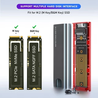 กล่องหุ้ม SSD M.2 10Gbps NVMe SATA ใช้ได้กับอะแดปเตอร์ NGFF NVMe PCIe SATA กล่องหุ้ม M.2 พร้อมเครื่องอ่านอะแดปเตอร์ USB C 3.1 Gen 2 ฟรี พร้อมสาย A-C