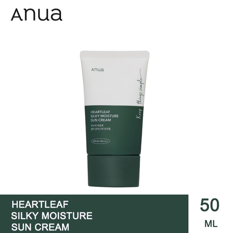 [Anua ] Heartleaf Silky Moisture Sun Cream SPF 50 + PA + + + 50ml กันแดดอานัว