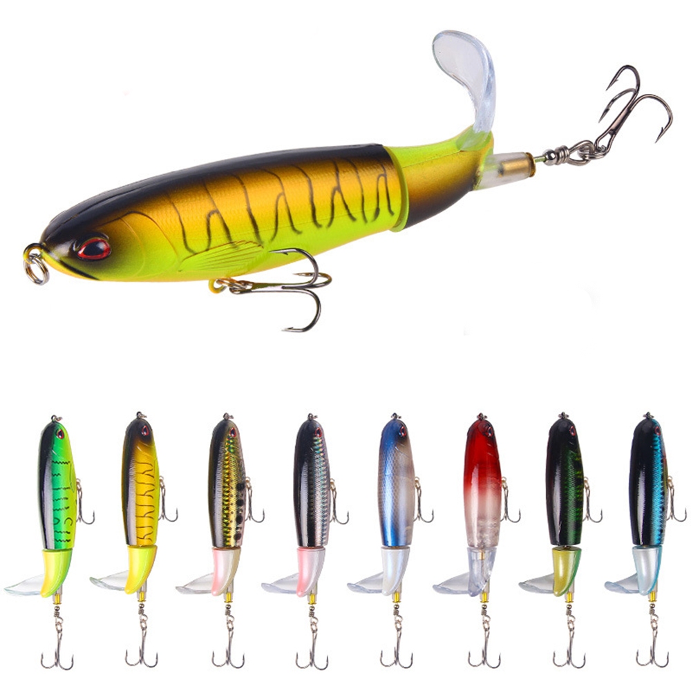 1pcs 10 ซม.13g Topwater ตกปลา Lure ลอย Luya เหยื่อประดิษฐ์ดินสอ Lure Hard Plopper นุ่มหมุน Tail Tackle