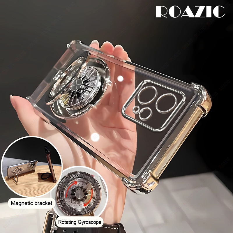เคสโทรศัพท์สําหรับrealme 9 Narzo 5 Pro + Pro 5Gปลอกใสหนาสี่มุมDrop-ResistantกันกระแทกAlleviate Fidgety Spinnerขาตั้งผู้ถือชุบอ่อนTPUปกหลังSDS04