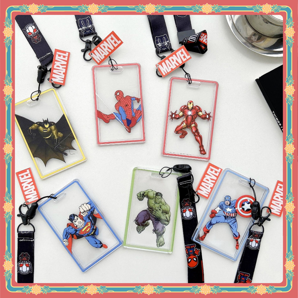 ใหม่ Transparent Marvel Superhero Multifunctional Halter ผู้ถือบัตร Long Rope ป้ายชื่อผู้ถือบัตร ID ผู้ถือบัตรที่สะดวก บัตรประจำตัวประชาชน บัตรธนาคาร บัตรรถบัส บัตรควบคุมการเข้าถึง ผู้ถือบัตรนักเรียน ทำงาน