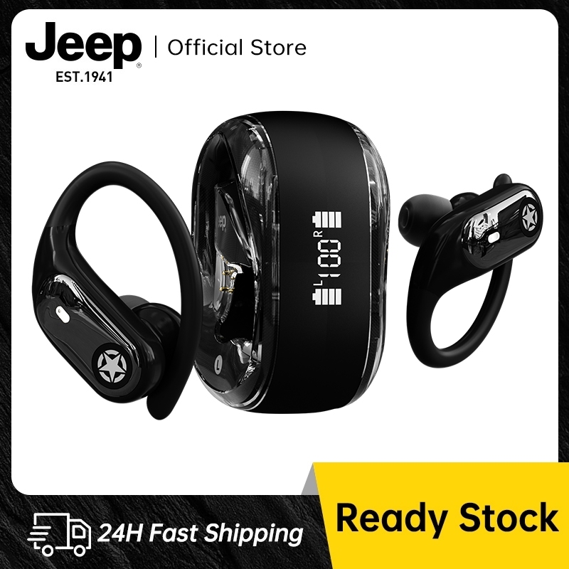 Jeep EW128 หูฟังไร้สาย Bluetooth 5.4 พร้อมการควบคุมแบบสัมผัส ดีเลย์ต่ำ ตัดเสียงรบกวน แบตเตอรี่ทนยาวนาน จับคู่เร็วหูฟังบลูทูธ หูฟังออกกําลังกาย