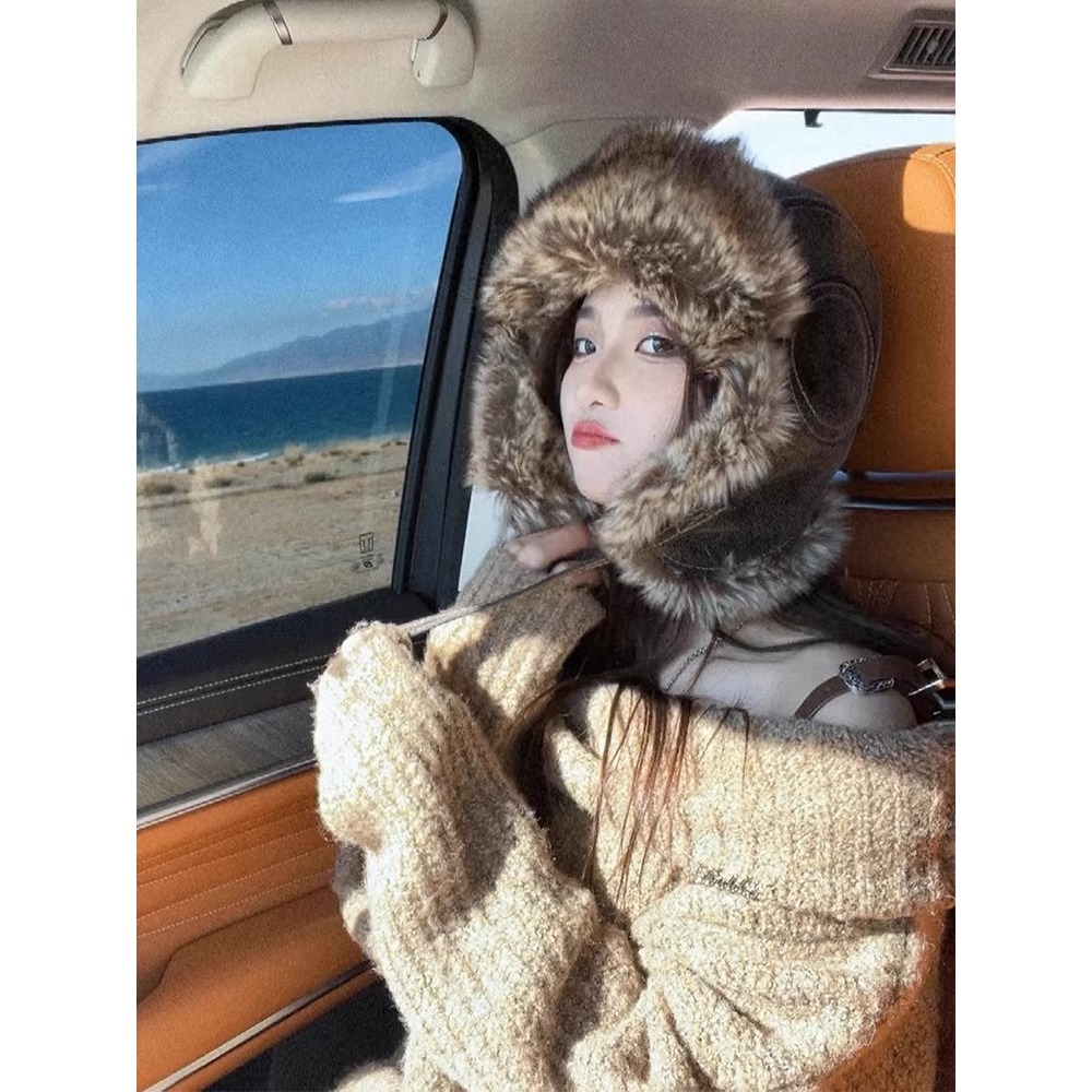 Lei Feng หมวกผู้หญิงฤดูหนาวสไตล์ใหม่ Windproof Warm หนาหมวก Plush Cold-Proof หมวกป้องกันหูขี่จักรยานฤดูใบไม้ร่วงฤดูหนาวหมวกผ้าฝ้ายผู้ชายหมวก