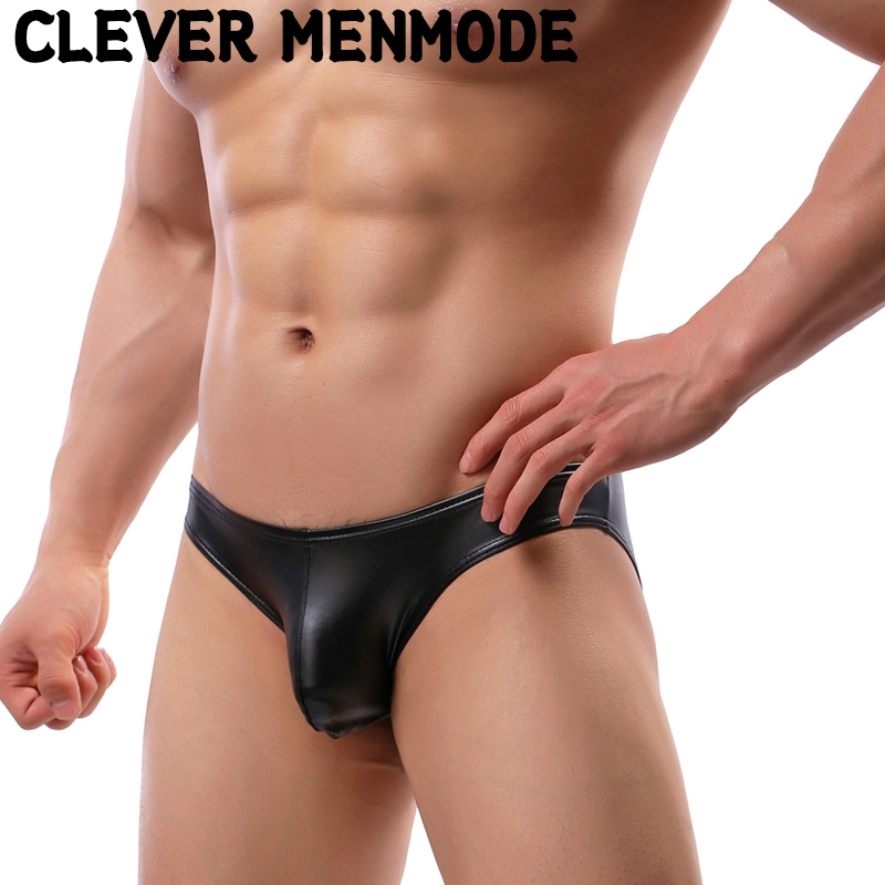 ชุดชั้นในหนังเทียมสําหรับผู้ชายเซ็กซี่เอวต่ํา ยู กางเกงในบิกินี่นูนสําหรับผู้ชาย