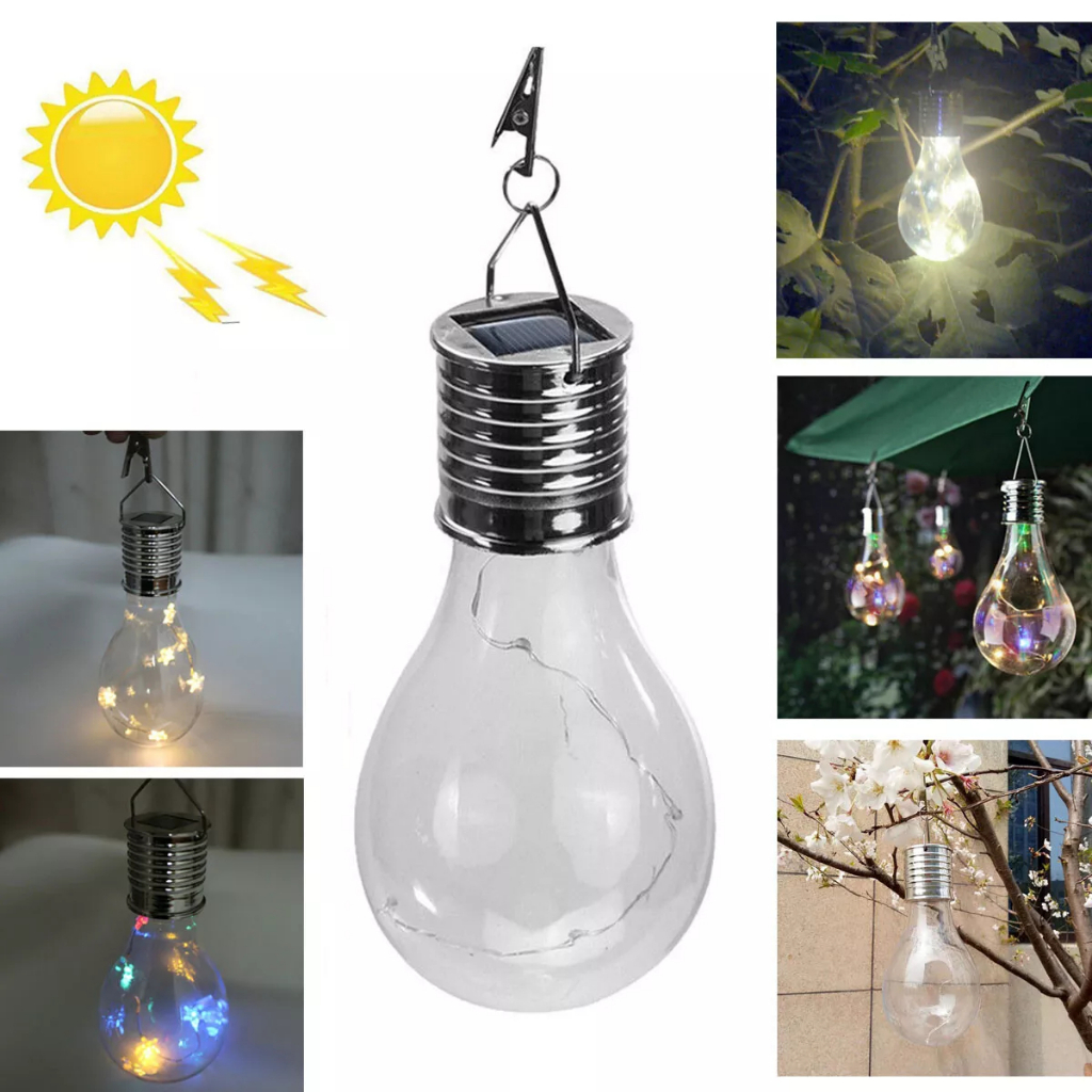 แขวนไฟพลังงานแสงอาทิตย์กลางแจ้งพร้อมคลิปกันน้ําไฟ Led หลากสี ภายนอก Terraces โคมไฟสวน Street เต็นท์โคมไฟตกแต่ง Camping โคมไฟ