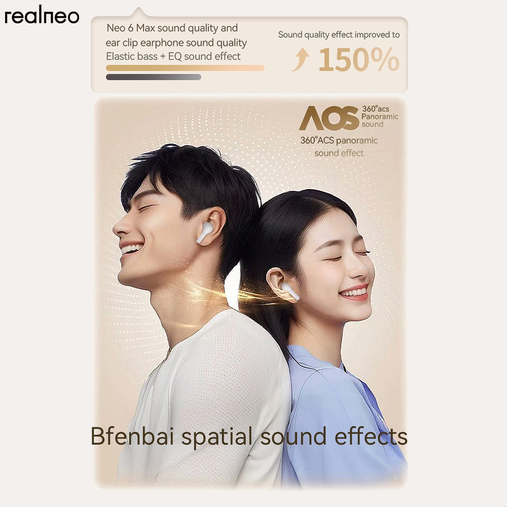 Realneo Neo 6 Max TWS หูฟังบลูทูธไฮไฟสเตอริโอ ENC หูฟังไร้สายขนาดเล็ก