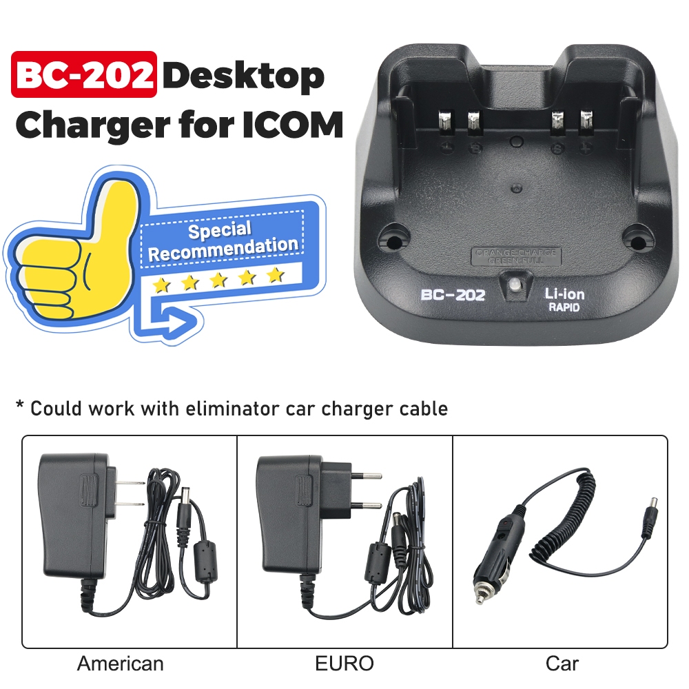 C-44BC-202 Rapid Charger สําหรับ ICOM ID-31A ID-31E ID-51A ID-51E วิทยุ BP-271/BP-272 BP-307 แบตเตอร