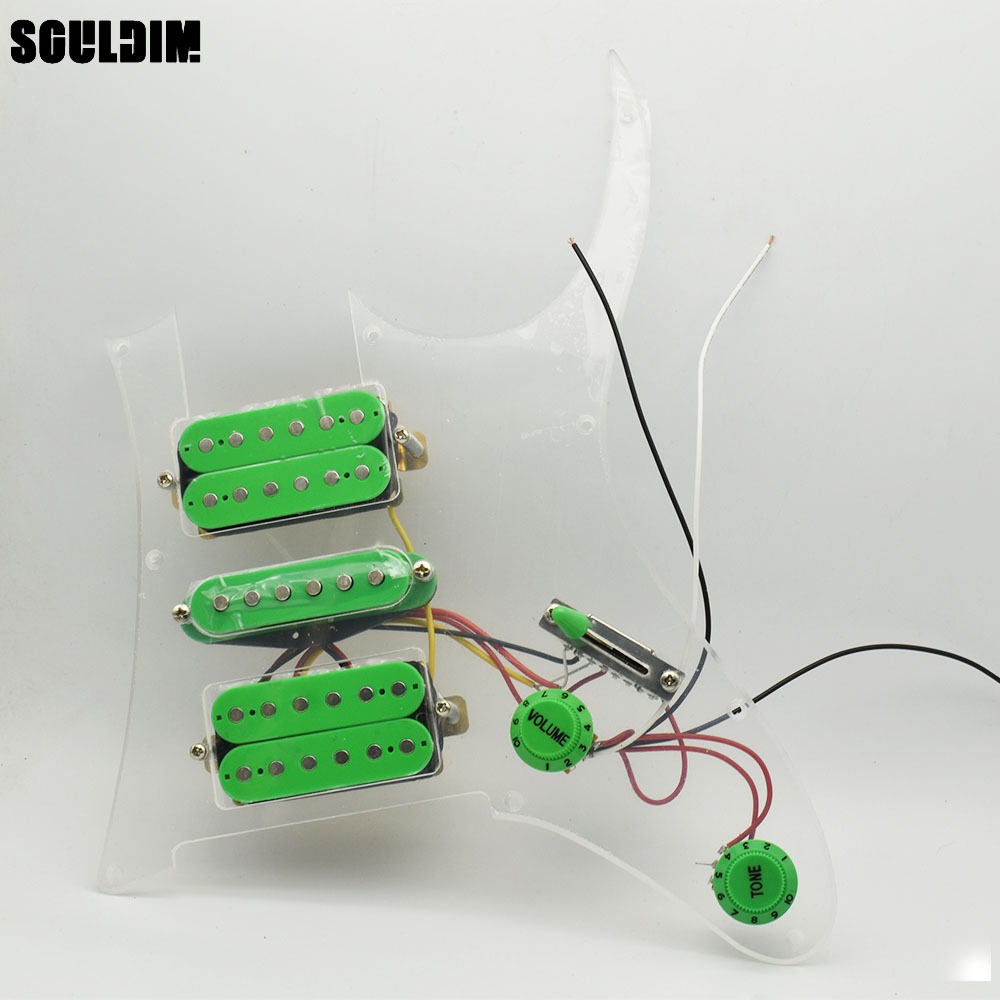HSH Humbucker Pickguard Pickups Prewired กีตาร์สําหรับกีตาร์ไฟฟ้ารถกระบะสีชมพูสีเขียวสีขาวสีดํา