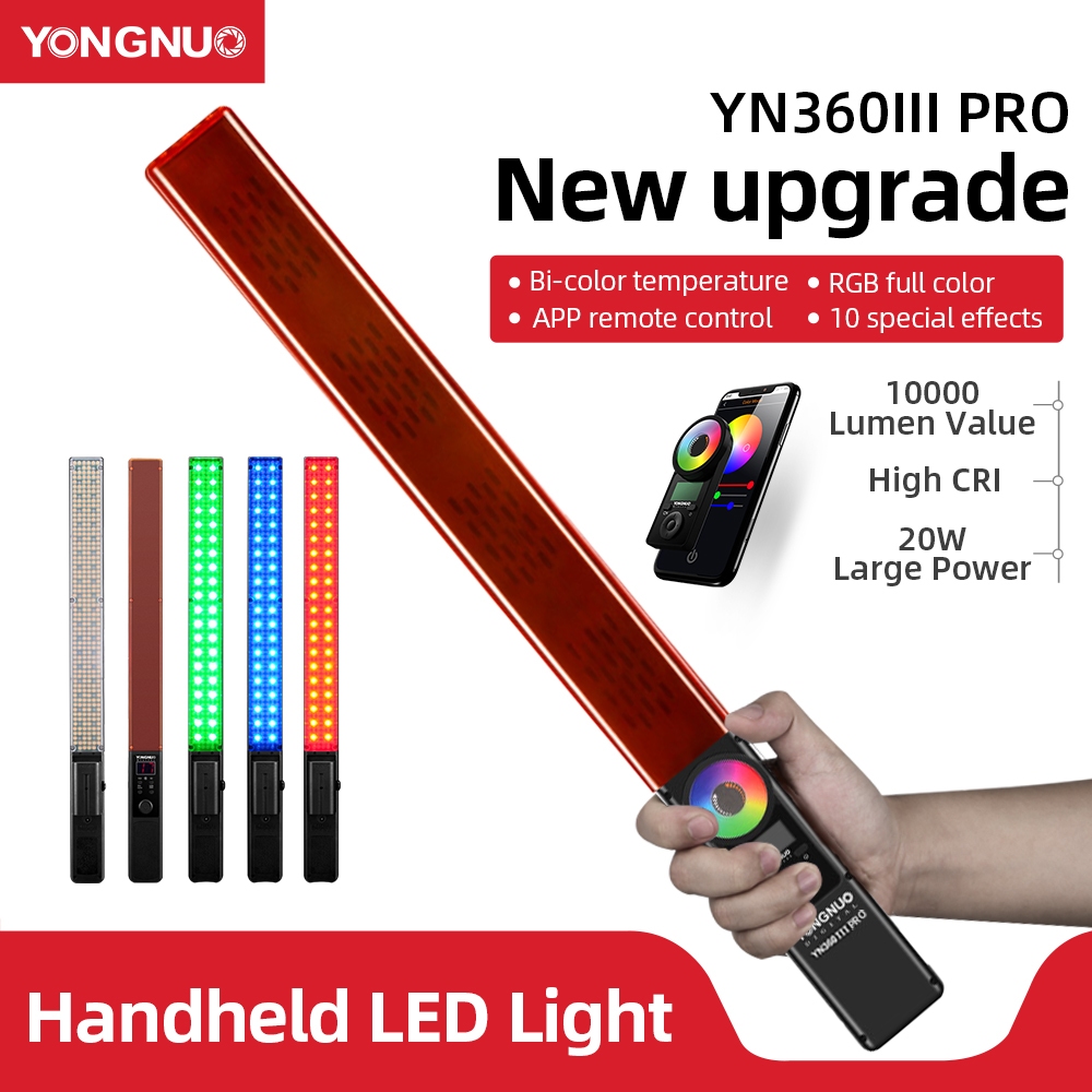 Yongnuo YN360 III YN360III PRO มือถือ 3200K-5500K RGB สีสัน Ice Stick ไฟ LED วิดีโอปรับควบคุมโดยแอพโ