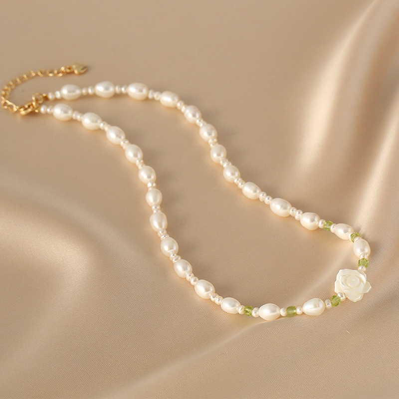 สร้อยคอมุกน้ําจืดธรรมชาติผู้หญิงสร้อยคอดอกเคมีเลีย - รูปที่ 3