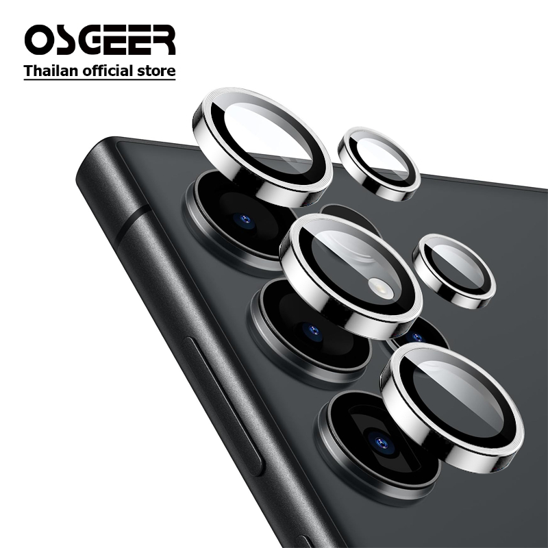 OSGEER ตัวป้องกันเลนส์กล้องสําหรับ Samsung Galaxy S22 S23 S24 S25 fe S26 Ultra Plus, ตัวป้องกันเลนส์ส่วนบุคคล, กระจกนิรภัยบางเฉียบกันรอยขีดข่วนพร้อมอลูมิเนียม Edging