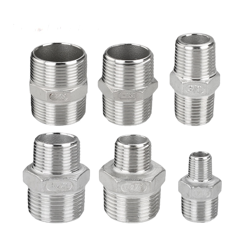 KH1/8 1/4 3/8 1/2 3/4 1" ด้ายชาย Hex หัวนม Union 304 สแตนเลสข้อต่อท่อ Coupler น้ําน้ํามัน air ด้ายอะแดปเตอร์