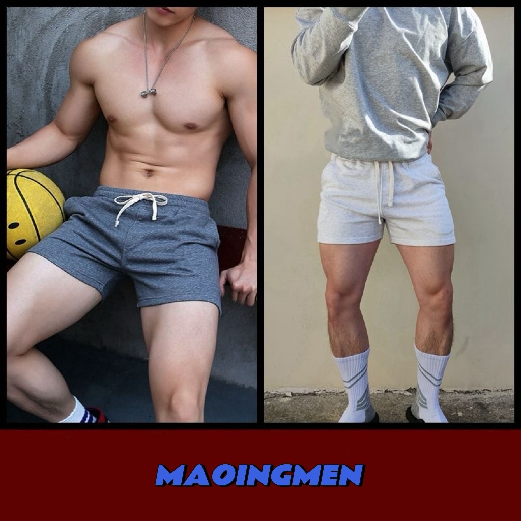 [MAOINGMEN] 2 แถบบรรจุ กางเกงขาสั้นกีฬาลำลองสำหรับผู้ชาย กางเกงทรงผอมเพรียว กางเกงวิ่งออกกำลังกาย