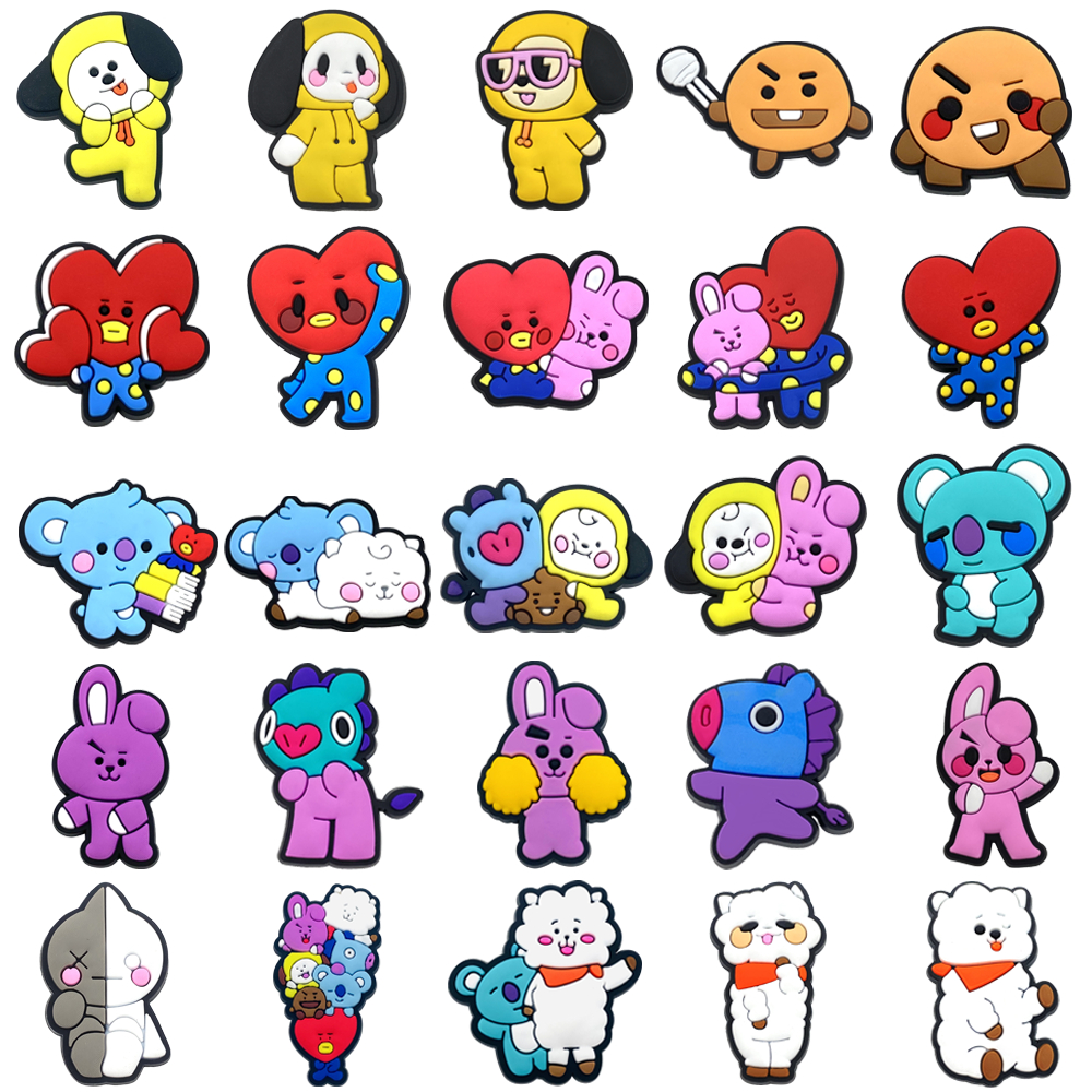 25 รูปแบบใหม่ BTS รองเท้าผ้าใบ Charms รองเท้าแตะจี้ปุ่ม Original Shoe Clog Pins ของขวัญสําหรับเพื่อน