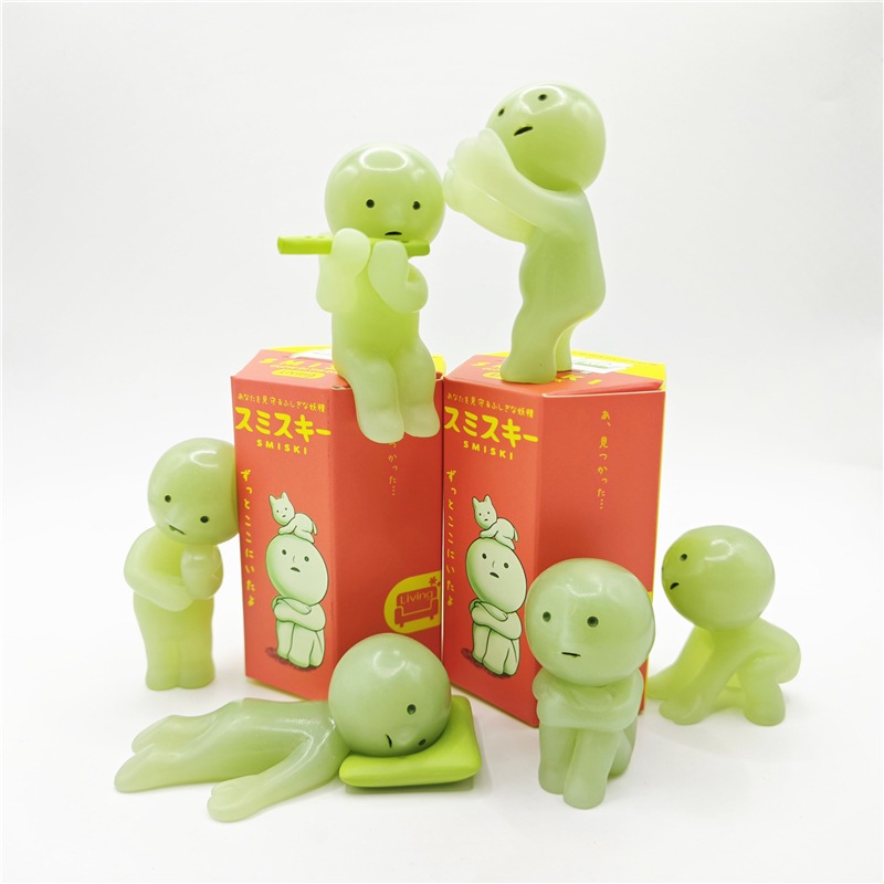 6 ชิ้น/เซ็ตการ์ตูนอะนิเมะ Luminous Elves Micro ภูมิทัศน์เครื่องประดับสีเขียว Night Light Elf Blue Light Luminous Tree Alien Elf รูปเรซิ่น Ghost Glow