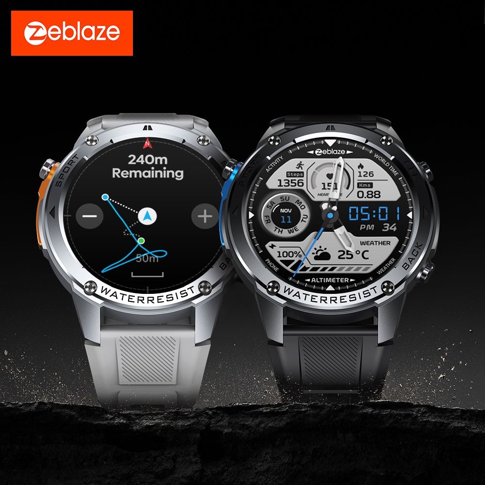 ใหม่ Zeblaze Stratos 2 Ultra GPS สมาร์ทวอท์ชในตัวเข็มทิศ Barometric เครื่องวัดความสูง Dual-band GNSS Voice Calling Smartwatch 10 ATM