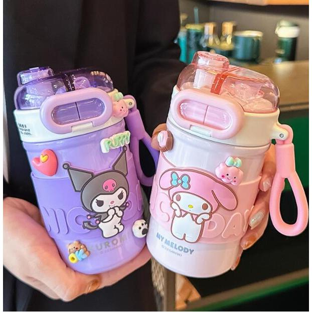 Melody Sanrio Kuromi 630ML/430ML แก้วน้ำดื่ม สีใส พร้อมหลอดดูด ดื่มได้2แบบ แบบพกพา แฟชั่นสําหรับผู้หญิง 2024