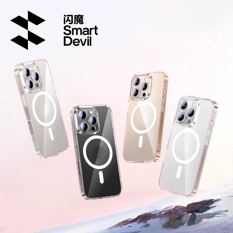 Smartdevil Light Feather ไร้สายชาร์จสําหรับ iPhone16Pro/16ProMax Slim โปร่งใส Hard Case