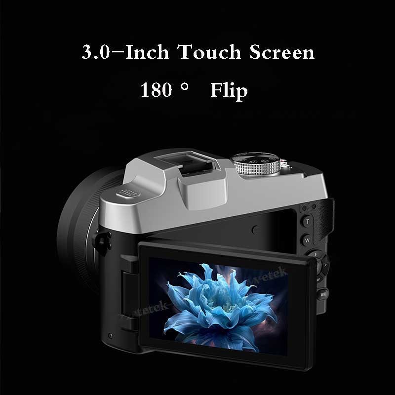 Vetek9 กล้อง 84MP กล้องดิจิตอล 6K กล้อง 3.0 หน้าจอสัมผัสแบบพลิก 18X ซูมดิจิตอล