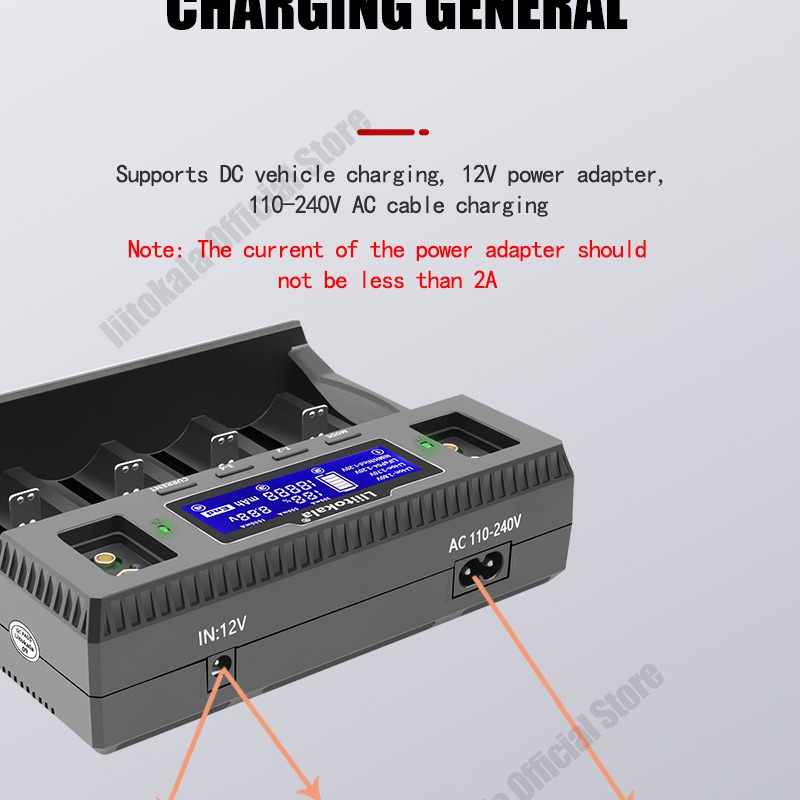 Liitokala Lii-D4XL แบตเตอรี่ชาร์จ,3.7V 18650 18350 18500 21700 26650 1.2V AAA 9V จอแสดงผล LCD แบตเตอรี่ Charger ราคา ถูกที่สุด ดีลบีเคเค แกลเลอรีภาพที่ 3