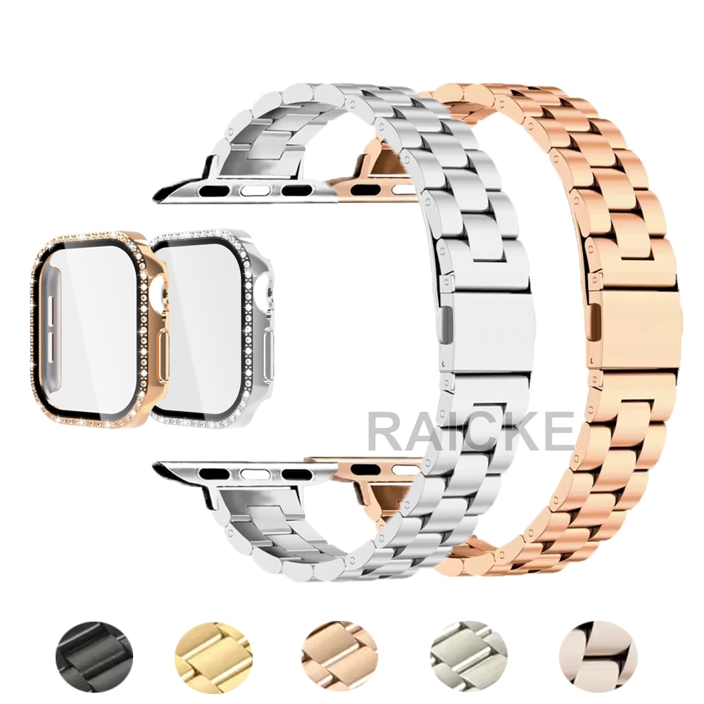 Slim โลหะสแตนเลสสตีลสายนาฬิกาสร้อยข้อมือเพชรสําหรับ iWatch Series 11/10/9/8/7/6/5/4/3/2/1/SE/Ultra 49 มม.46 มม.45 มม.44 มม.42 มม.41 มม.40 มม.38 มม.