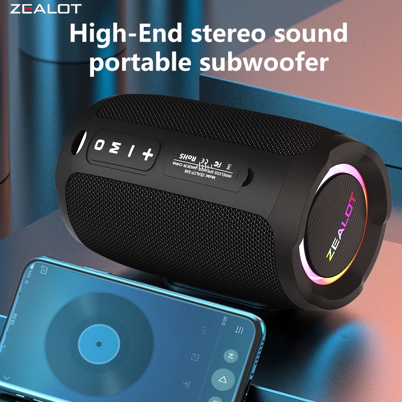 ZEALOT S49 10W IPX6 กันน้ําบลูทูธ Soundbox 3600mAh 15H เวลาเล่นมินิแบบพกพาลําโพงพกพาเชือกสําหรับ Bea