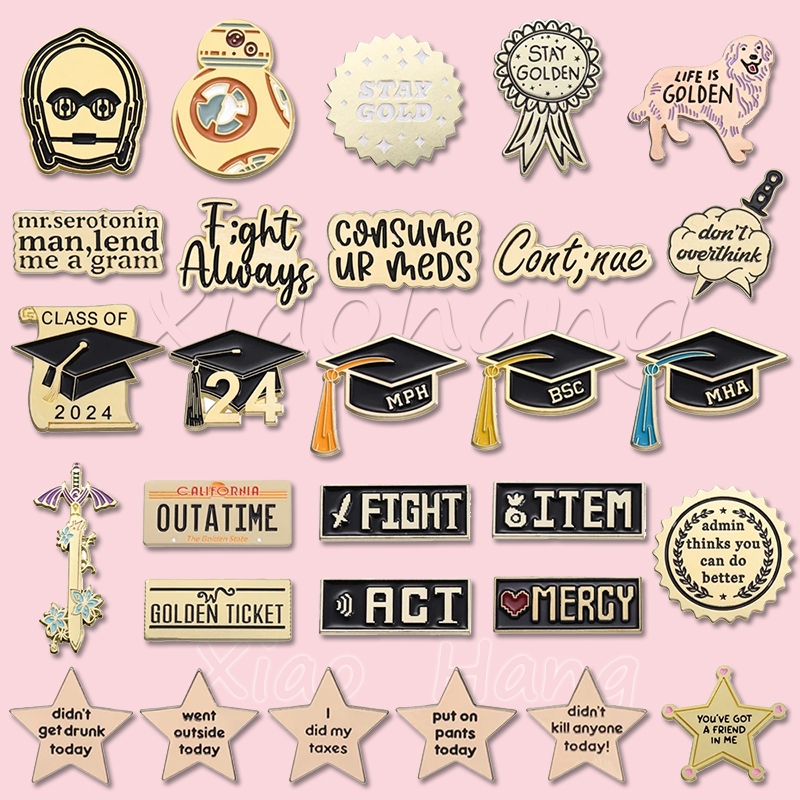 Creative Gold Pentagram Star เข็มกลัด Golden Stars Pins ป้ายปก Jewellery อุปกรณ์เสริมของขวัญสําหรับเพื่อน