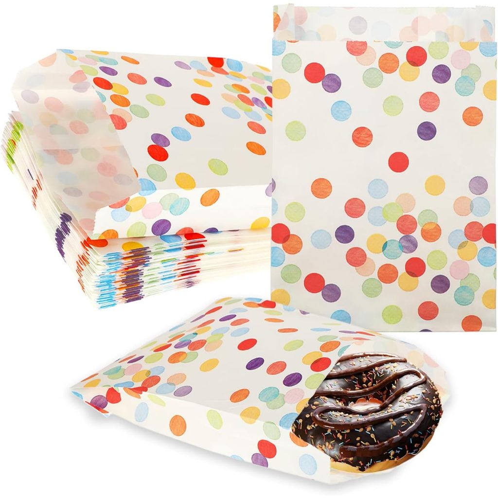 50 แพ็ค Greaseproof Party Favor Bags Polka Dot Favor Bags สําหรับงานเลี้ยงวันเกิด, Lunch Take Out Paper Treat Bags สําหรับขนมปัง,Candy หรือคุกกี้