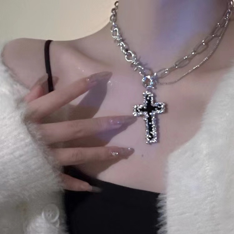 Juhsi Cross จี้เพชรแฟชั่นสร้อยคอวินเทจวันหยุดหญิงของขวัญอุปกรณ์เสริม