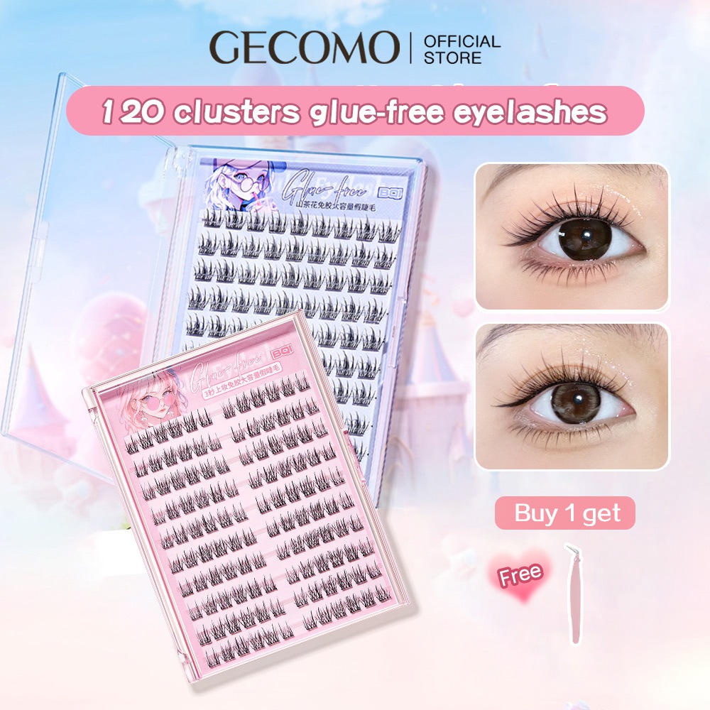Gecomo ขนตาปลอมไร้กาว 120 คลัสเตอร์, ขนตาดอกเคมีเลียธรรมชาติสำหรับการแต่งหน้าแบบบางเบา
