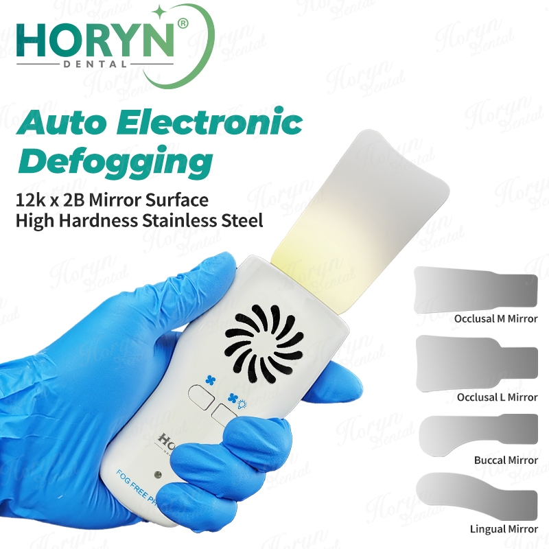 Horyn ทันตกรรม LED Anti-fog กระจกสแตนเลสอัตโนมัติ Defogging การถ่ายภาพกระจกสําหรับช่องปากจัดฟัน Bucsal Occlusal