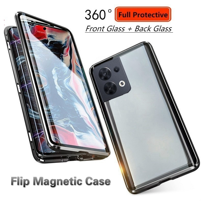 กรณีแม่เหล็กสําหรับ OPPO Reno 13 / Reno 13 Pro 5G ด้านหน้า + กระจกด้านหลังฝาครอบ