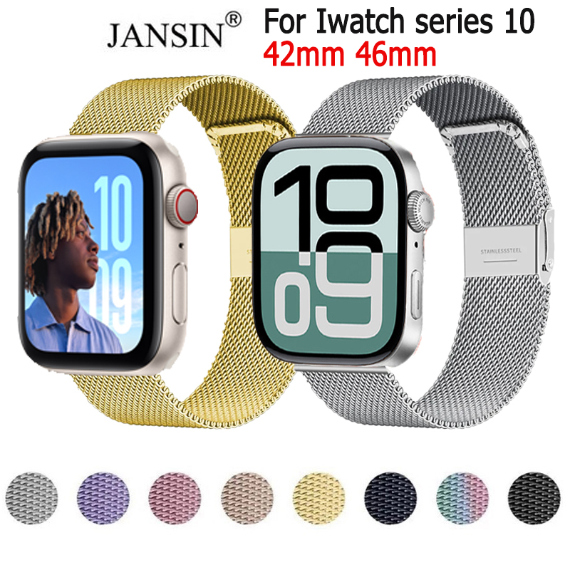jansin สายนาฬิกาสเตนเลส สำหรับ Iwatch series 10 สายนาฬิกา สําหรับ iwatch series 10 46mm 42mm นาฬิกาอัจฉริยะ