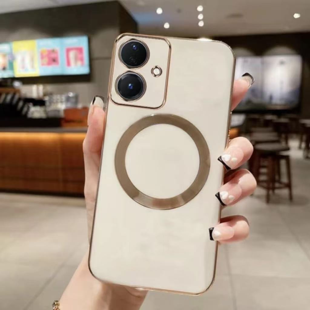 เคส Vivo Y71 V11 Pro Y83 Y85 V9 Y11 Y12i Y77 5G Electroplated Anti Fall แม่เหล็กดูดไร้สายชาร์จเหล็กก